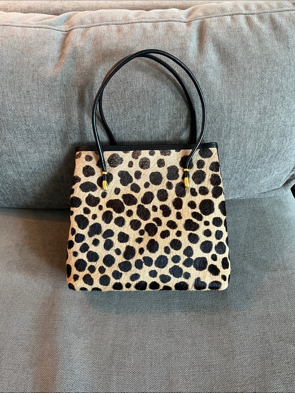 Italian Leopard Print Genuine Pony Calf Hair Bag Vintage Prada Cavallino Style